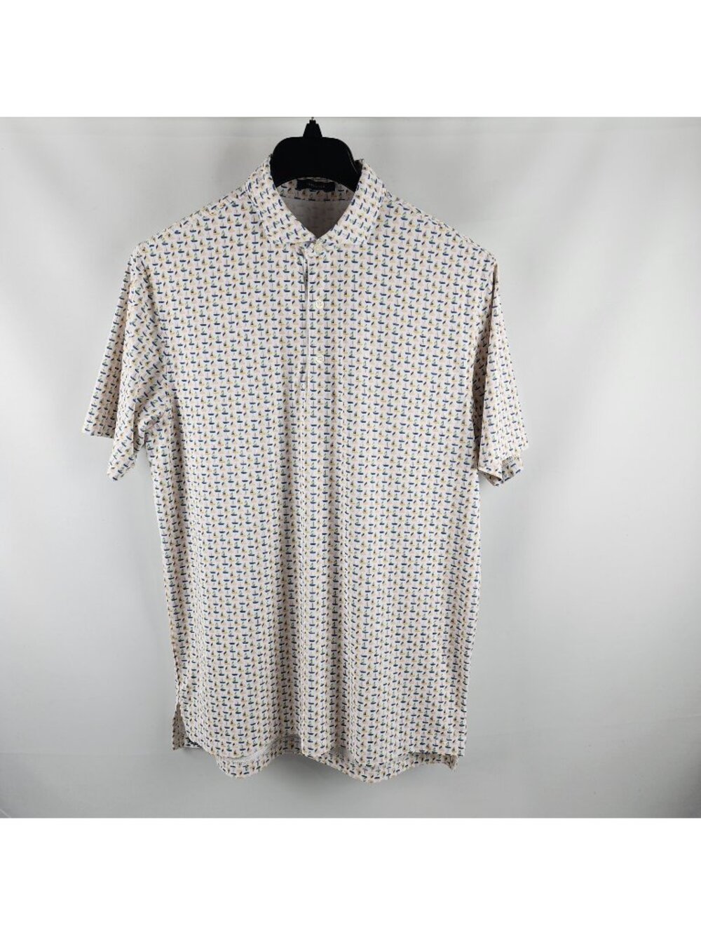 Turtleson Shirt Mens Medium Multicolor Novelty Boats S/S Polo